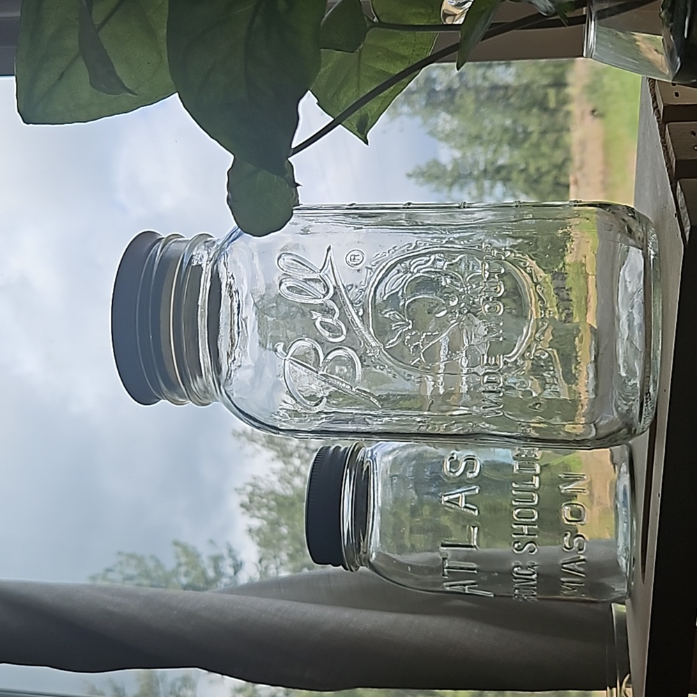 Ball Half Gallon Mason Jar Widemouth with Wooden canister lid.